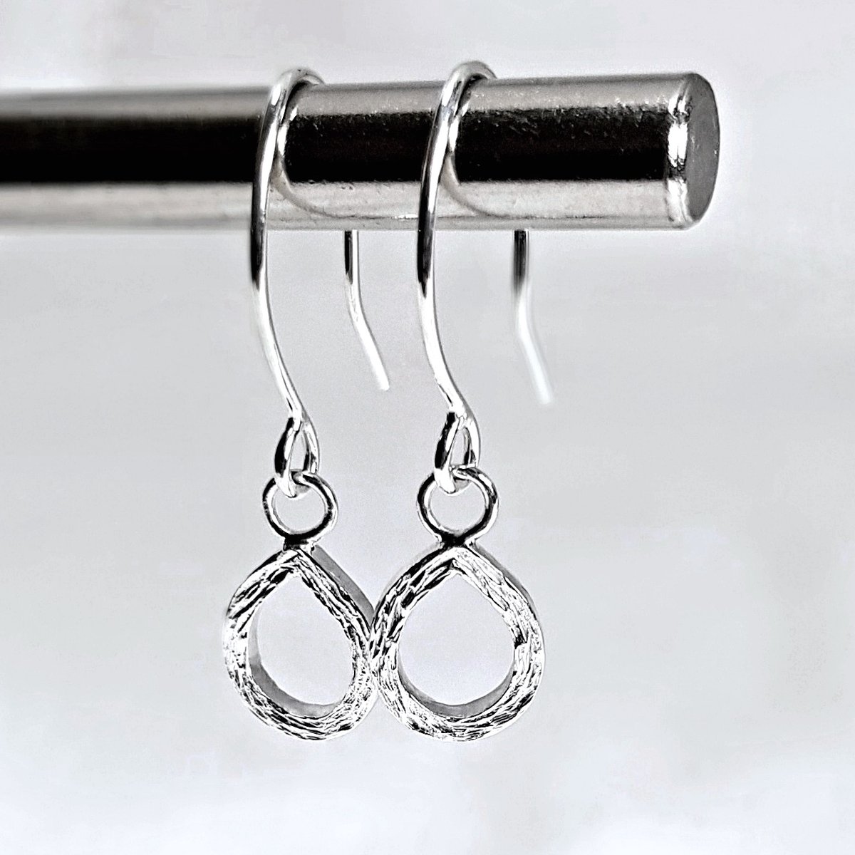 Image of Handmade Sterling Silver Teardrop Earrings, Silver Drop Earrings