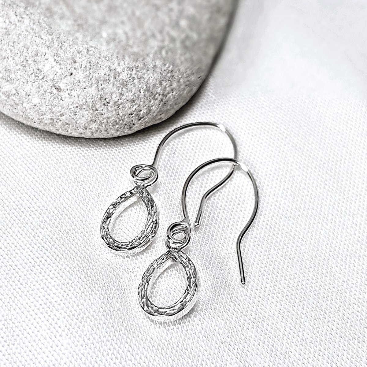 Image of Handmade Sterling Silver Teardrop Earrings, Silver Drop Earrings