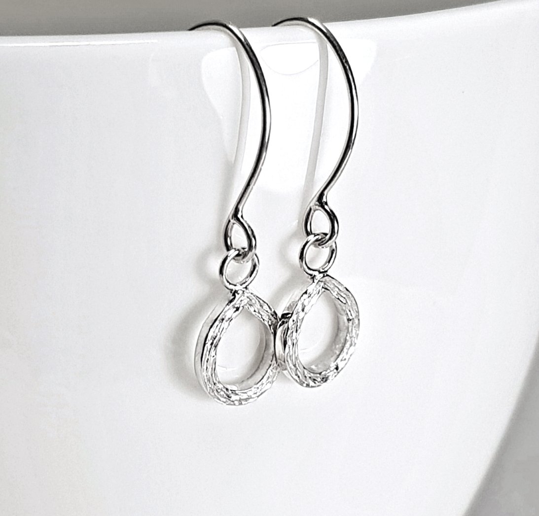 Image of Handmade Sterling Silver Teardrop Earrings, Silver Drop Earrings