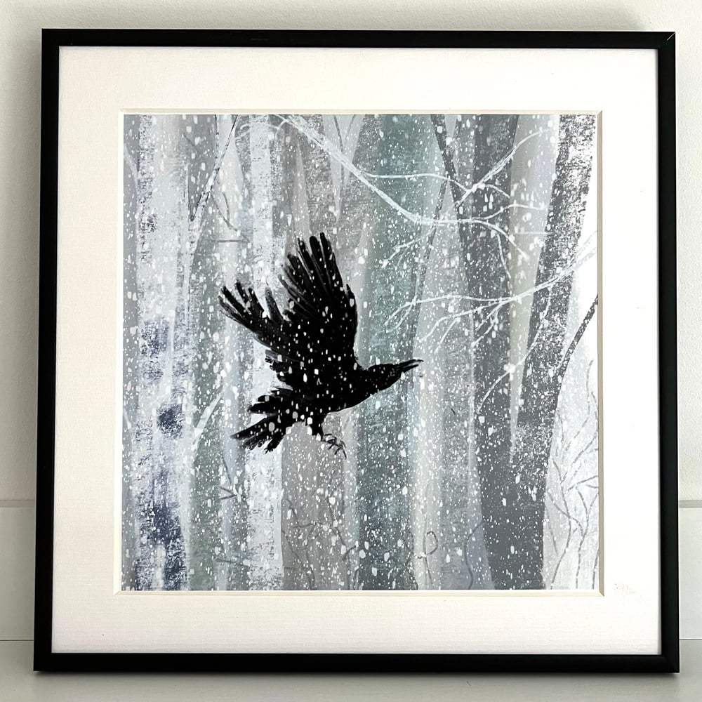 Image of Crow in Snow - Archive Quality Print