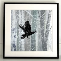 Image 2 of Crow in Snow - Archive Quality Print