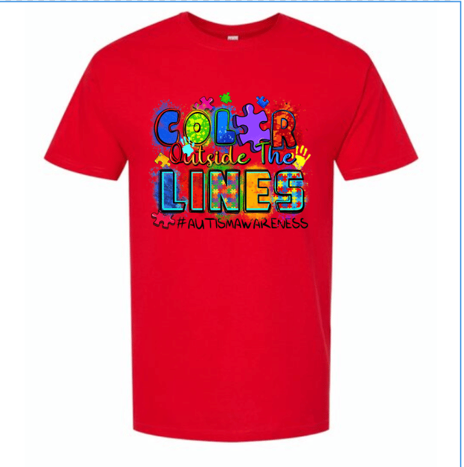 Image of Color Outside the Lines Autism Tee