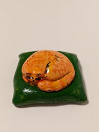 Image 1 of Orange Tabby on Pillow - Clay Figure 