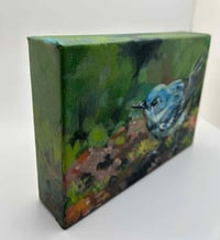 Image 3 of Cerulean Warbler – bird migration painting 5x7" canvas