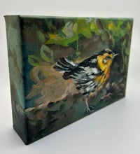 Image 3 of Blackburnian Warbler – bird migration painting 5x7" canvas