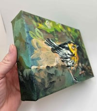 Image 4 of Blackburnian Warbler – bird migration painting 5x7" canvas