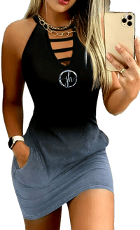 Image 1 of JH Brand 100% Polyester Black Gradient Sun Dress
