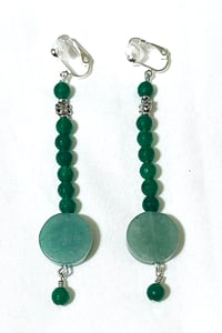 Image 3 of Unique Aventurine Beaded Clip-on Earrings