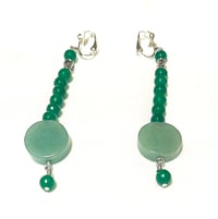 Image 2 of Unique Aventurine Beaded Clip-on Earrings