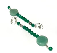 Image 1 of Unique Aventurine Beaded Clip-on Earrings