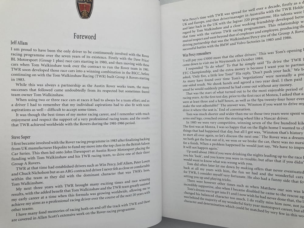 TWR and Rovers SD1. Inside the Tom Walkinshaw Rover Racing Team. | SS ...