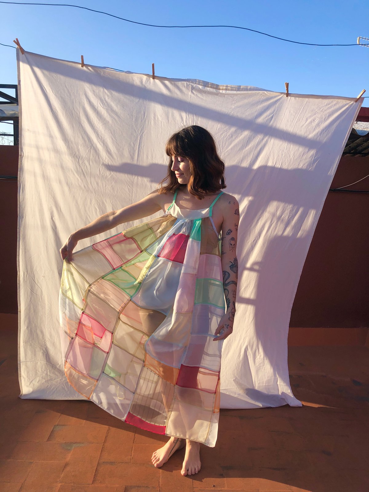 Fair Trade Patchwork Long Dress with Real Patches by