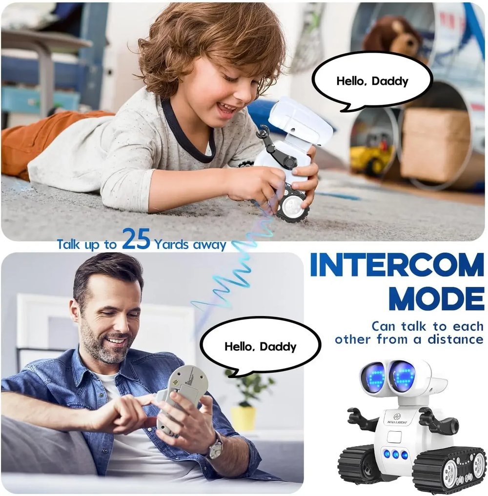 Image of RC Rechargeable Remote Control Robot Toys with Music LED Eyes Walkie Talkie Robot Toys for Kids Boys