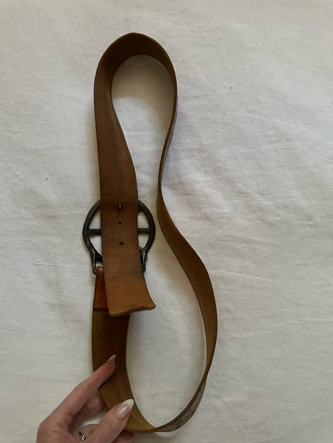 late 60s tooled leather PEACE belt