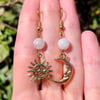 Gold sun and moon earrings 