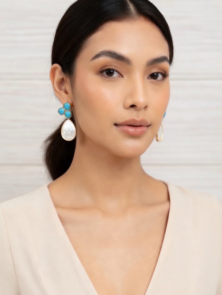 Image of Turquoise Bloom Pearl Drops