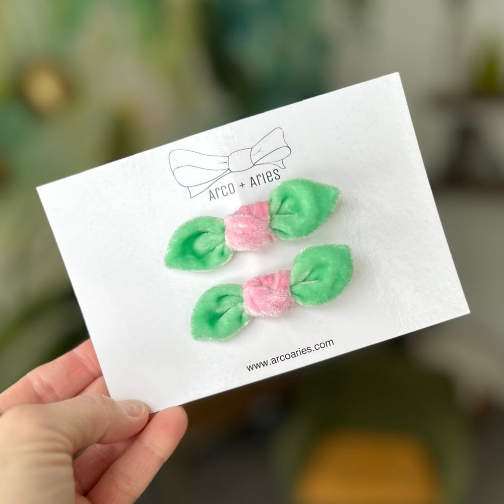 Image of Rosebud silk velvet Knot Clips