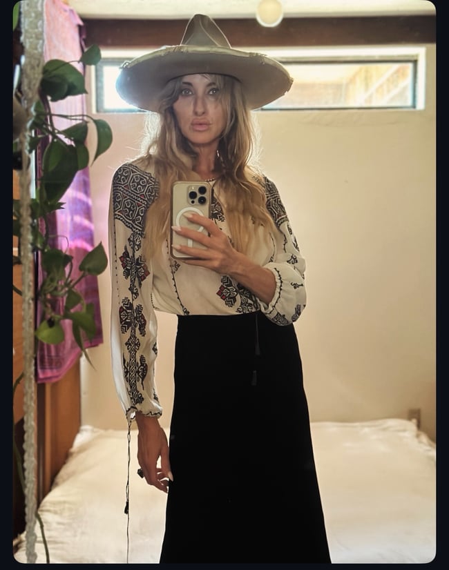 1960s bohemian gauze hand embroidered peasant blouse 