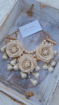 Image 1 of Flower Pearl Statement Necklaces 