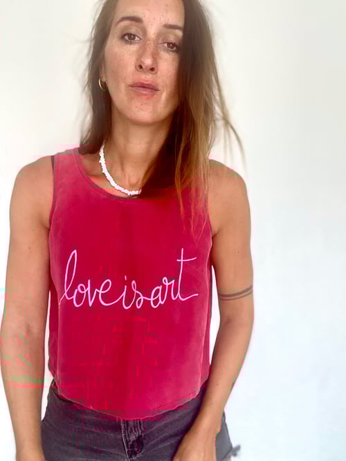 Image of Top en soie "love"