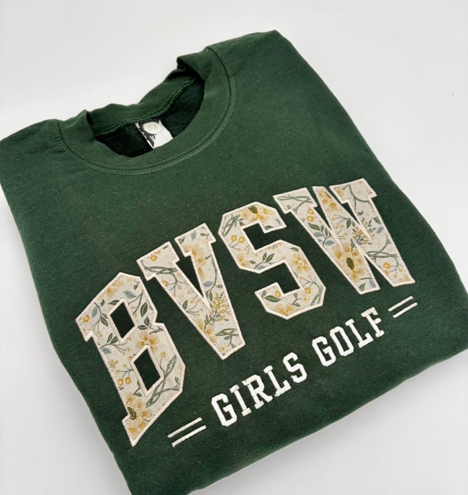 Image of Green Embroidered Appliqué Sweatshirt