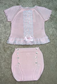Image 2 of Girl Pink PEX Knitted Romper Set
