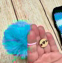 Image 3 of 4 in 1 Hat & Handwarmer Set, Size S (Teen - Small Adult) Aqua, White & Black 