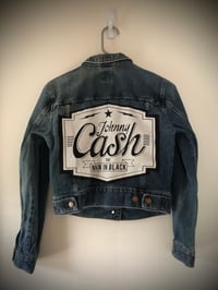 Image 1 of Upcycled “Johnny Cash” denim jacket