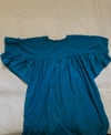 70s indian turquoise gauze ruched sleeve dress 
