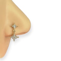 Double star dangle nose stud