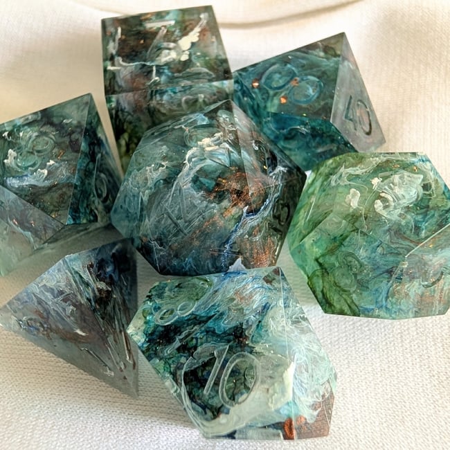 big surprise Rebecca made more ink swirl dice (FINISHED TO ORDER)