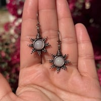 Image 1 of Rose Quartz Sun Earrings ☀️💗