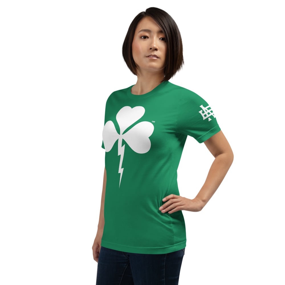 Image of Shamrock Lightning Bolt Green Womens T-Shirt