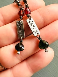 Image 17 of garnet and tourmaline courage charm earrings