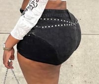 Image 2 of Studded Denim Shorts 