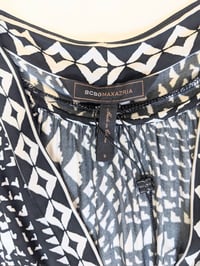 Image 6 of BCBGMAXAZRIA Y2K Sleeveless Halter Black & White Geometric SHIRT/Mini Dress