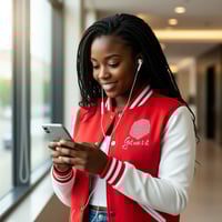 Image 5 of Get Use 2 It Varsity Baseball Jacket (Red)