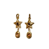 Image 1 of Garnet + glass cabochon drop earrings
