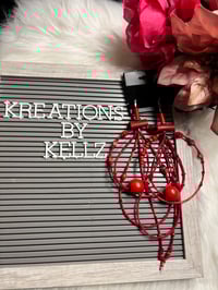 Image 1 of Red Hearts Large Hoops