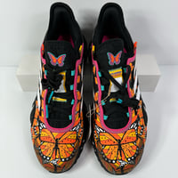 Image 2 of ADIDAS WEB BOOST DAY OF THE DEAD MENS RUNNING SHOES SIZE 9.5 PRIMEKNIT MONARCH BUTTERFLIES BLACK WHI