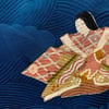 Antique Silk Kimono (Blue Clouds & Botanicals)