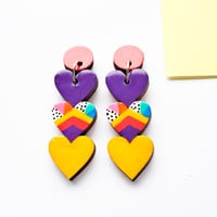 Heart Dangle Earrings- Purple
