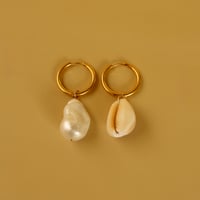 Image 2 of Mismatched honey cowry hoops