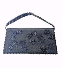 Image 1 of Vtg 1960s Clutch Bag Cocktail Evening Detachable Top Handle Black Beaded