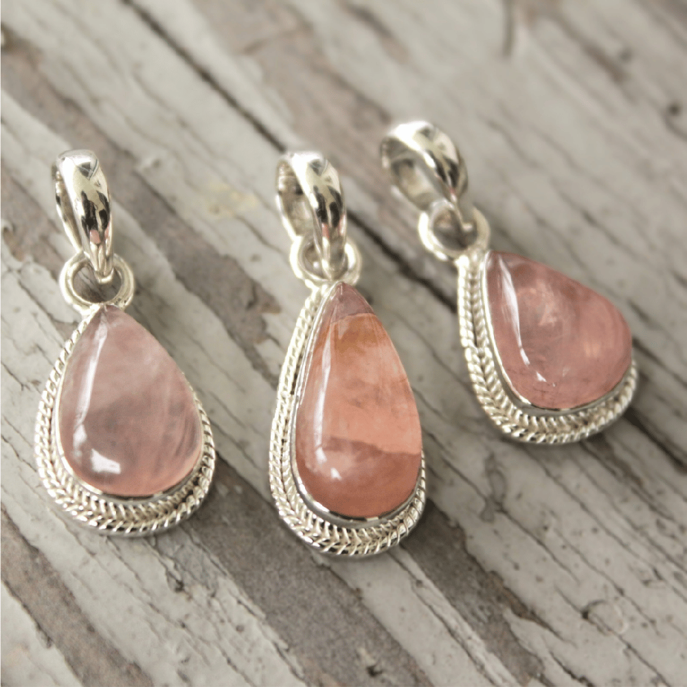 Image of Sincerely - Rose Quartz Pendants in Sterling Silver