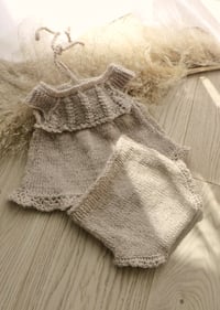 Image 1 of Knitted baby set for photoshoots - 0-1 month - Cindy - neutral beige