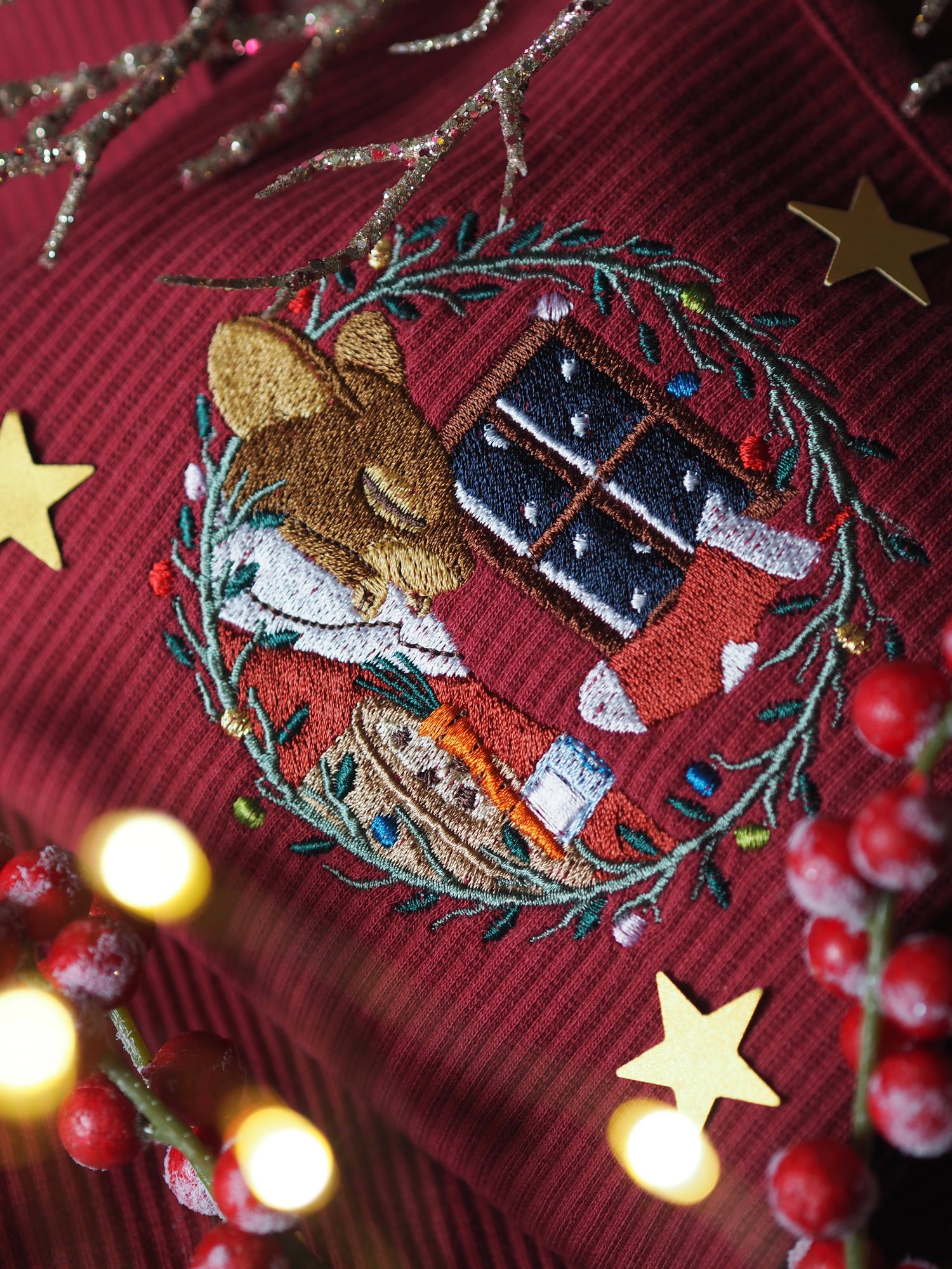 Image of One More Sleep - Burgundy Ribbed Lounge Set