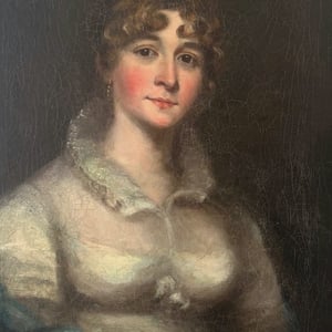 Image of Late 18thC. Scottish, Oil Painting, 'Lady with Blue Shawl.'