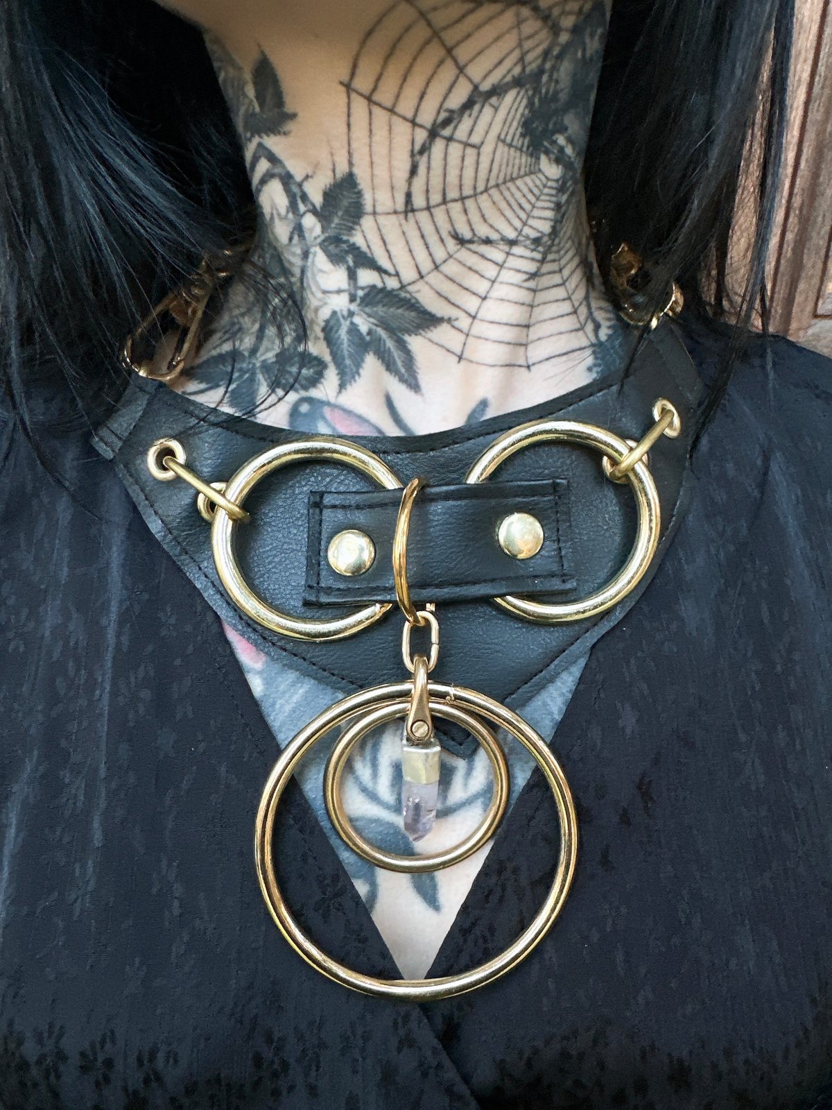 veracruz amethyst Armour necklace, vegan leather 