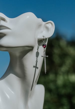 Image of Garnet Sword Earrings